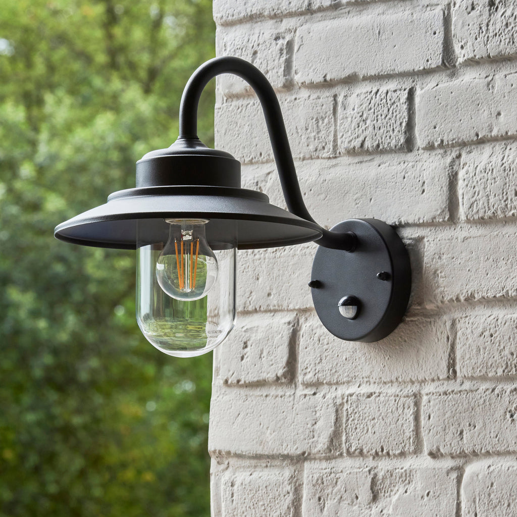 Lampada da Parete Esterna Thornton PIR Nera - IP44
