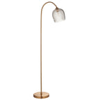 Lampada da terra Ashcroft con paralume in vetro rigato e ottone
