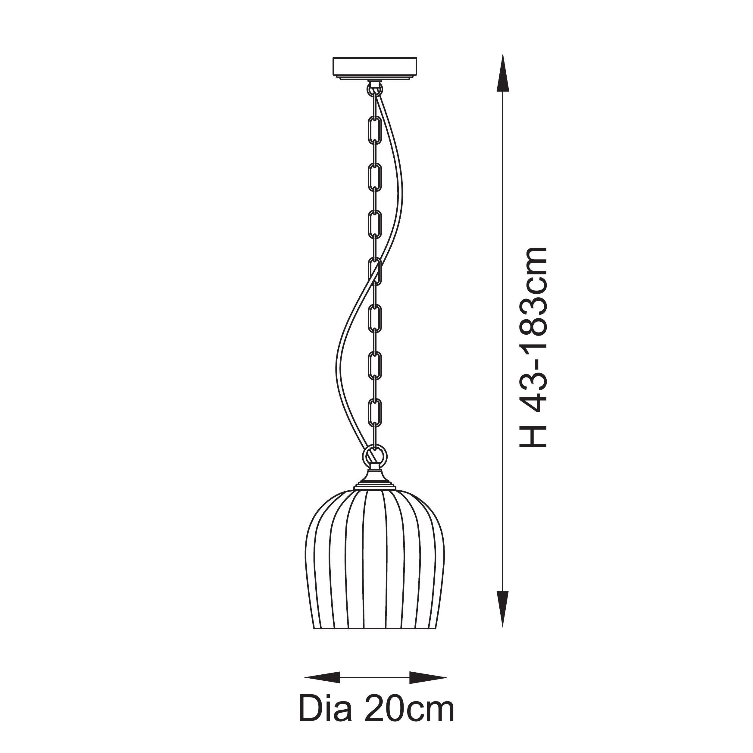 Lampadario in Ottone con Ombrello in Vetro Rigato Ashcroft