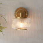 Applique da parete in ottone e vetro rigato Stamford