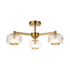 Stamford 3 Luci Ottone & Vetro Rigato Semi Flush