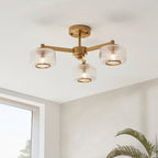 Stamford 3 Luci Ottone & Vetro Rigato Semi Flush