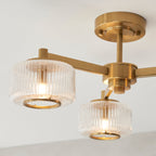 Stamford 3 Luci Ottone & Vetro Rigato Semi Flush