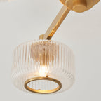 Stamford 3 Luci Ottone & Vetro Rigato Semi Flush