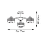 Stamford 3 Luci Ottone & Vetro Rigato Semi Flush