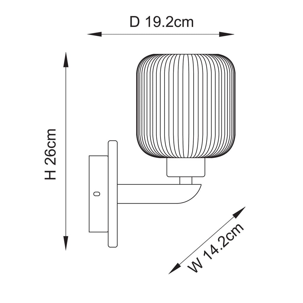 Applique in Pietra Travertino e Ottone - Ombrello in Vetro Striato