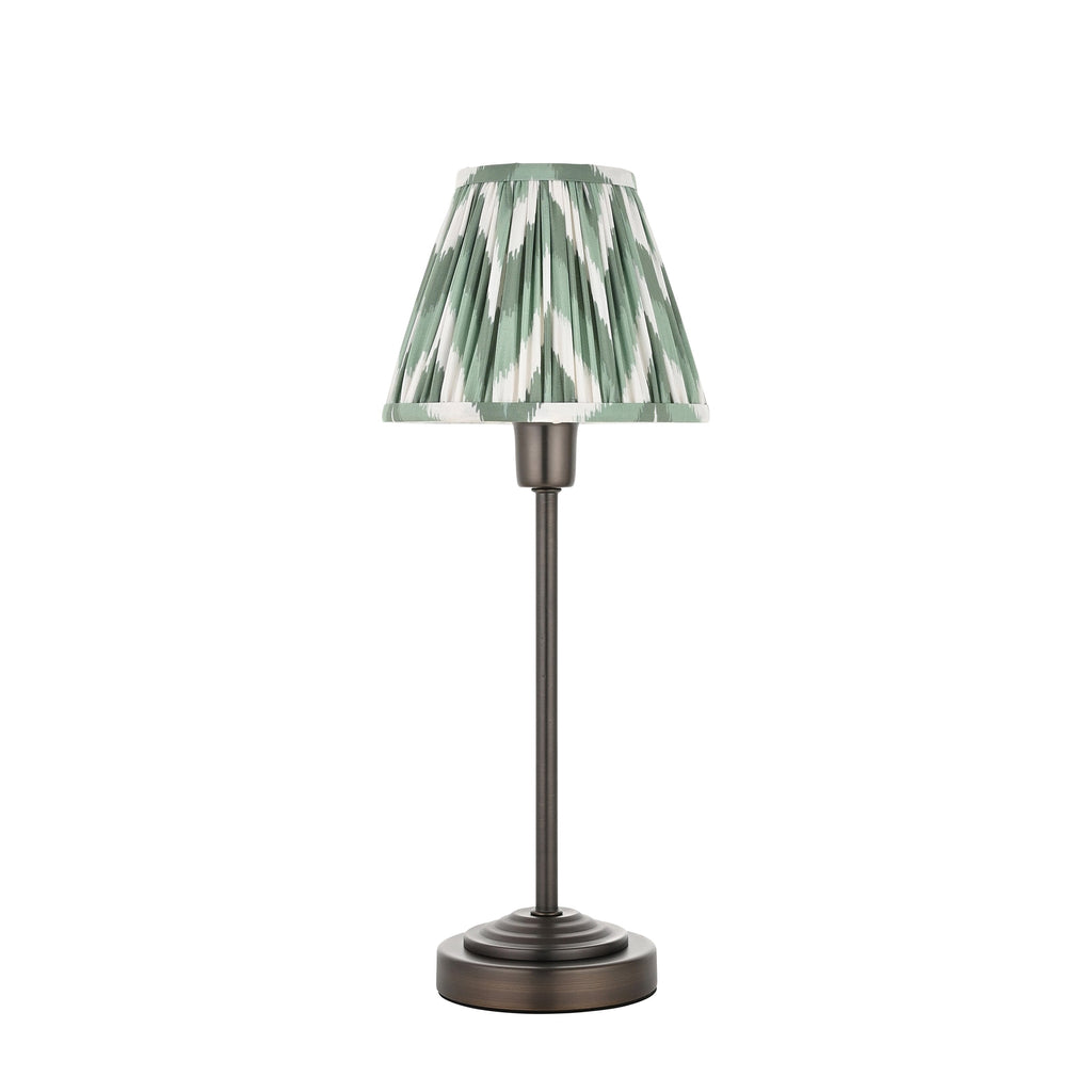 Lampada da Tavolo Rise in Bronzo & Paralume Verde Ikat 16cm