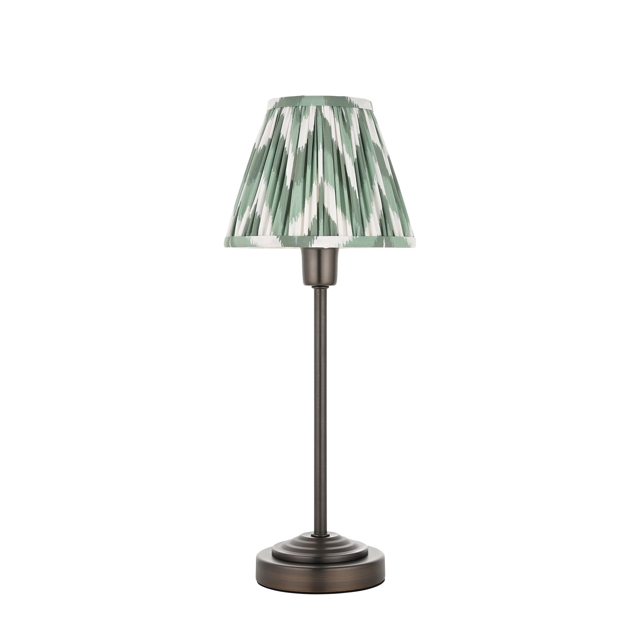 Lampada da Tavolo Rise in Bronzo & Paralume Verde Ikat 16cm