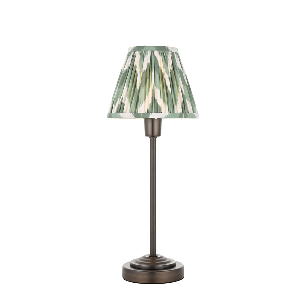 Lampada da Tavolo Rise in Bronzo & Paralume Verde Ikat 16cm