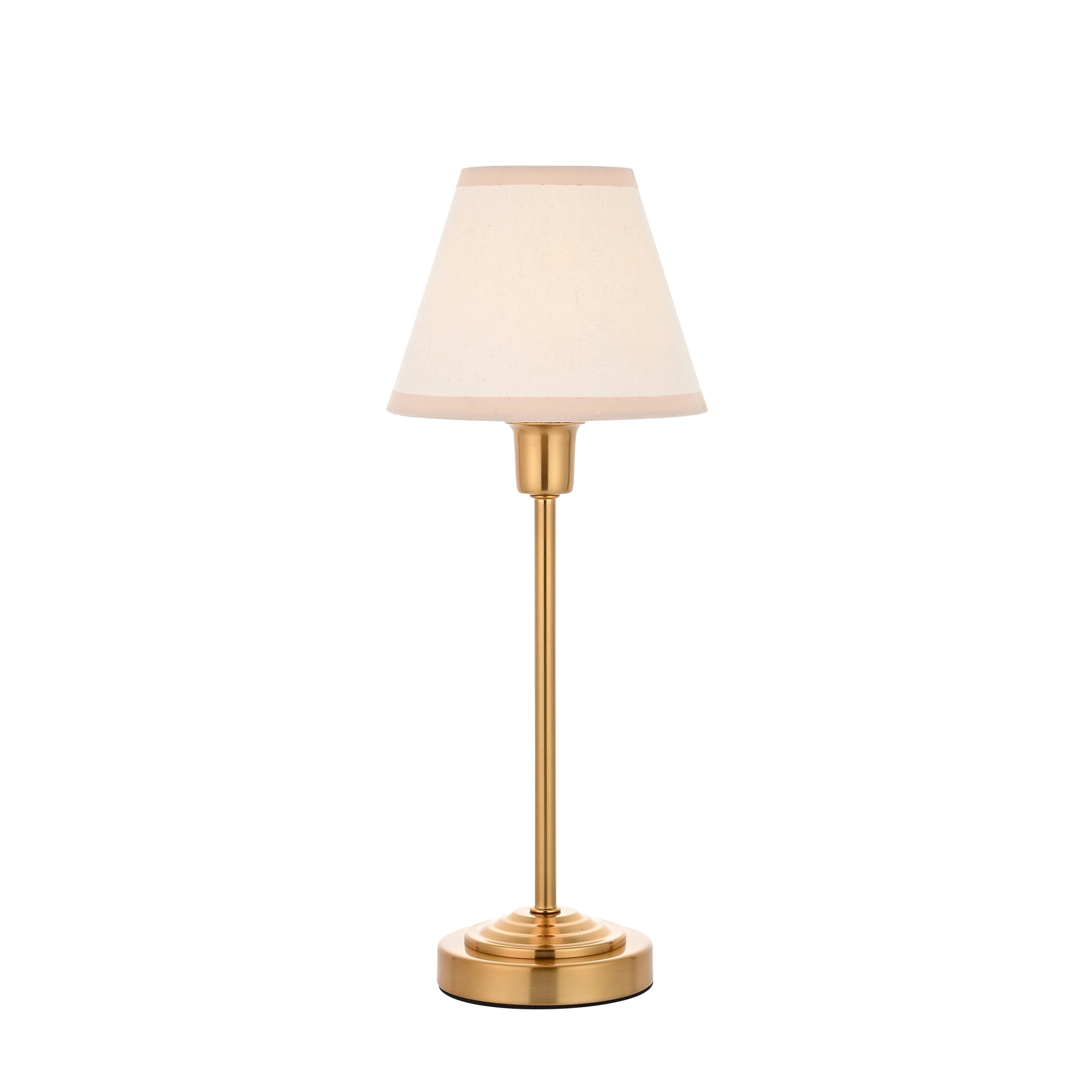 Lampada da Tavolo in Ottone Rise & Paralume Ikat Bianco Vintage 16cm