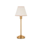 Lampada da Tavolo in Ottone Rise & Paralume Ikat Bianco Vintage 16cm