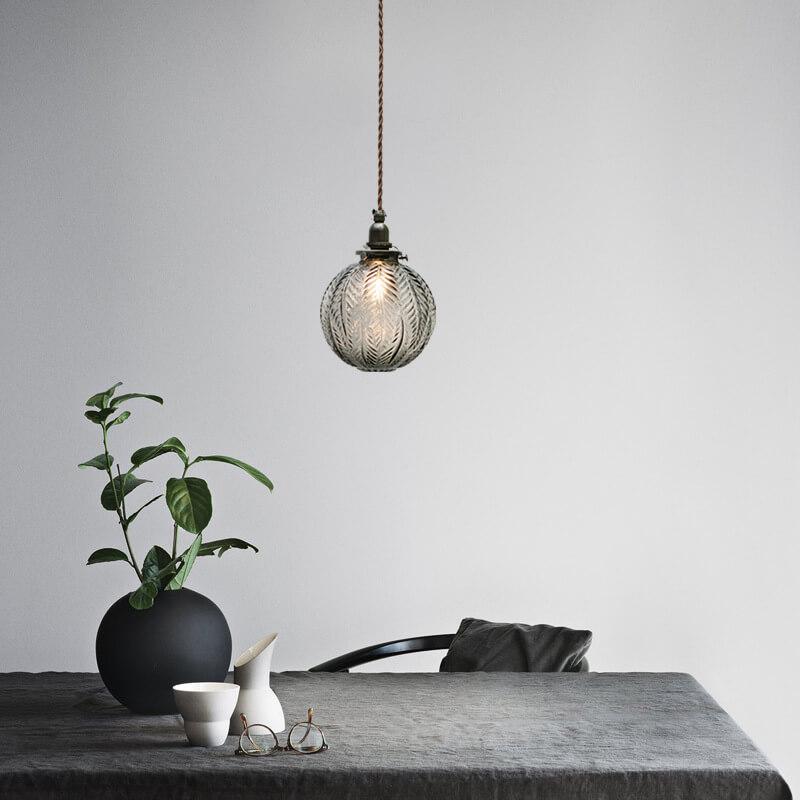 Lampada a sospensione Globo in Vetro Texture Retro Lotus 1 Luce