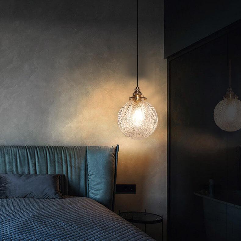 Lampada a sospensione Globo in Vetro Texture Retro Lotus 1 Luce