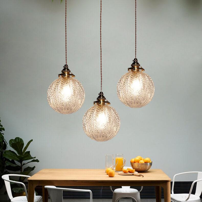 Lampada a sospensione Globo in Vetro Texture Retro Lotus 1 Luce