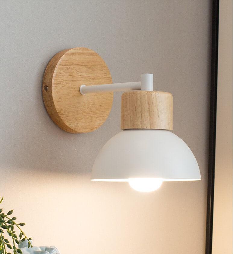 Applique da Parete in Legno e Metallo Nordic con 1 Luce