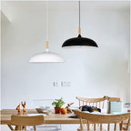 Lampada a sospensione a cupola in metallo e legno minimalista moderna con 1 luce per sala da pranzo e soggiorno