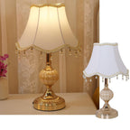 Lampada da Tavolo Tradizionale Vintage in Tessuto Floreale con Placcatura in Vetro per Camera da Letto