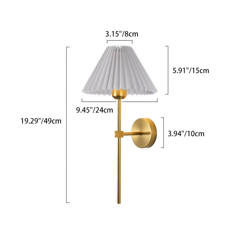 Applique da Parete Vintage con Ombrello Pieghettato e Braccio Dritto 1 Luce