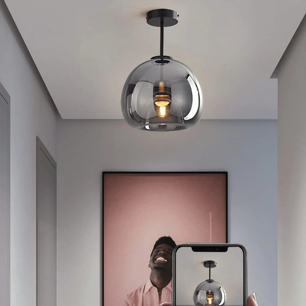 Moderna Semplice Lampada da Soffitto in Vetro di Rame