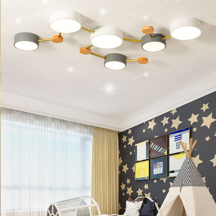 Illuminazione a Soffitto LED in Legno Massello e Ferro Stile Minimalista Scandinavo
