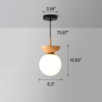 Lampada da soffitto a sfera di vetro | Design legno