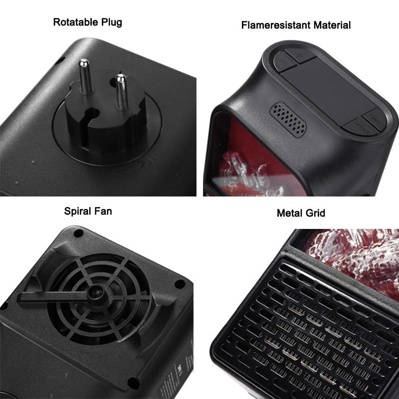 PTC Wandkachel 500W con Effetto Fiamma – Stufetta Elettrica Compatta