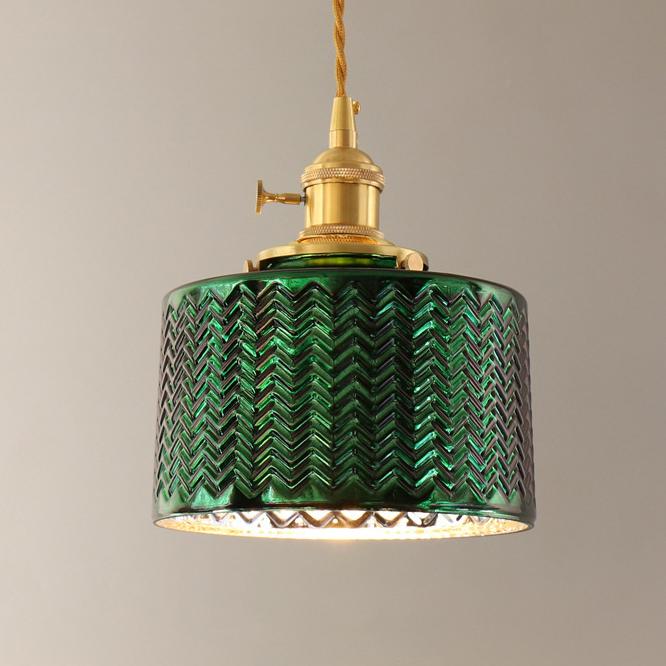 Lampadario Isola in Vetro Verde Vintage Nordico con 1/2/3 Luci