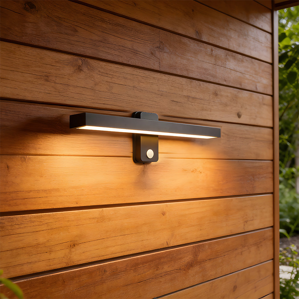 Halven | Luce da parete esterna a LED calda in alluminio con cablaggio IP65, interruttore a muro o sensore di movimento