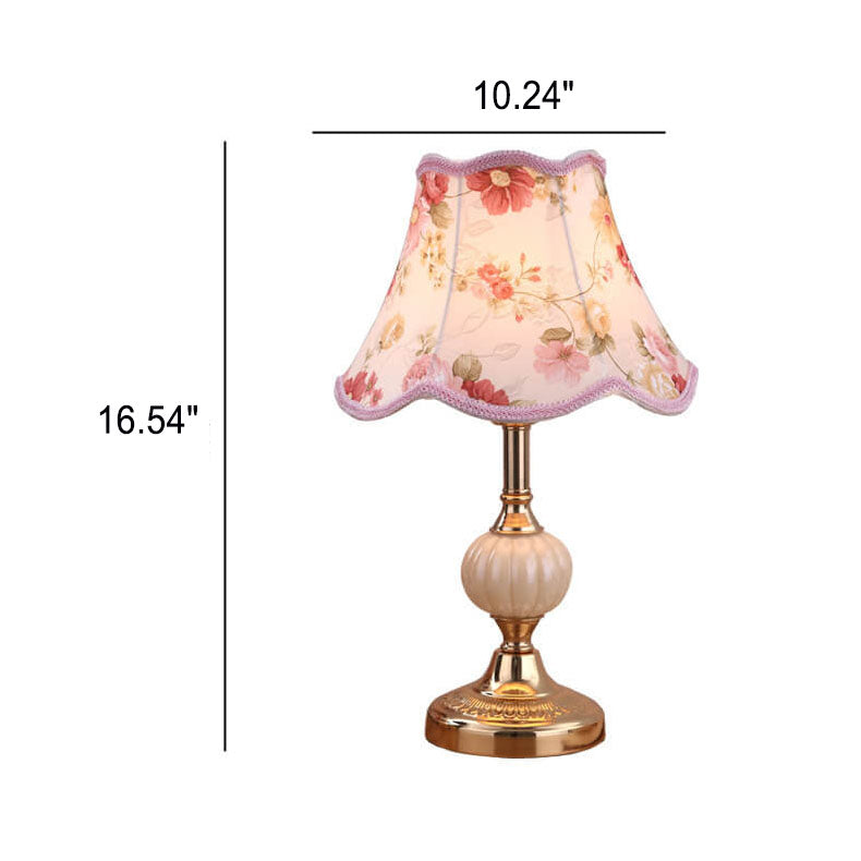 Lampada da Tavolo in Vetro Vintage Florale Nordico con 1 Luce