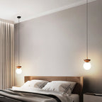 Lampada a Sospensione in Vetro e Ferro Minimalista Moderna con 1 Luce per Soggiorno