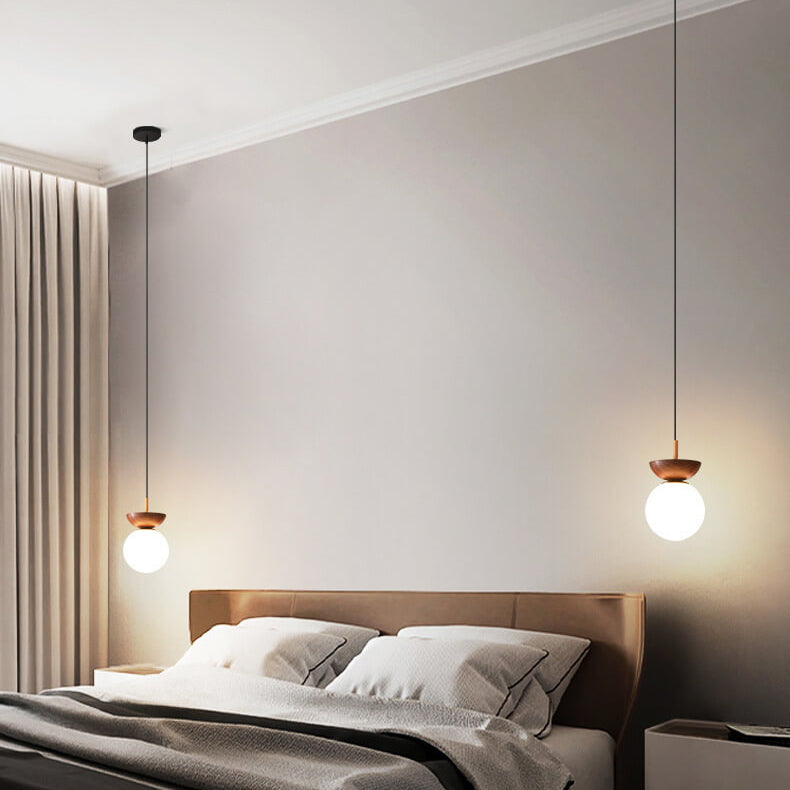 Lampada a Sospensione in Vetro e Ferro Minimalista Moderna con 1 Luce per Soggiorno