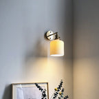 Applique da Parete Lampada in Ottone Lucite Minimalista Retro Giapponese a Cilindro Ovale con 1 Luce