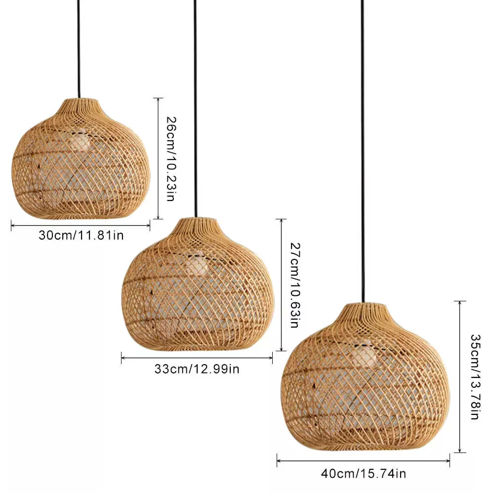 Lampada a Sospensione in Rattan Intrecciato Retro