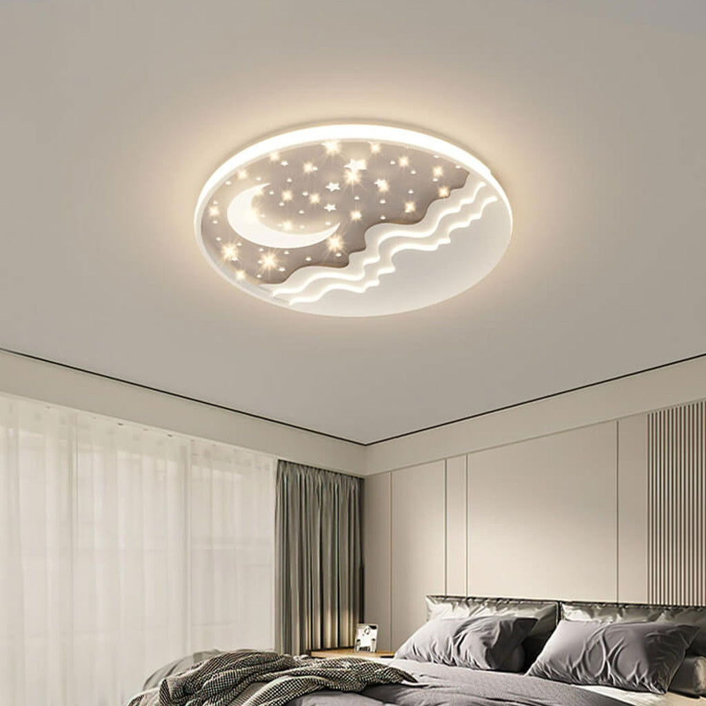 Luce da soffitto a LED rotonda in alluminio a soffitto Flush Mount Nordic Creative Star Moon