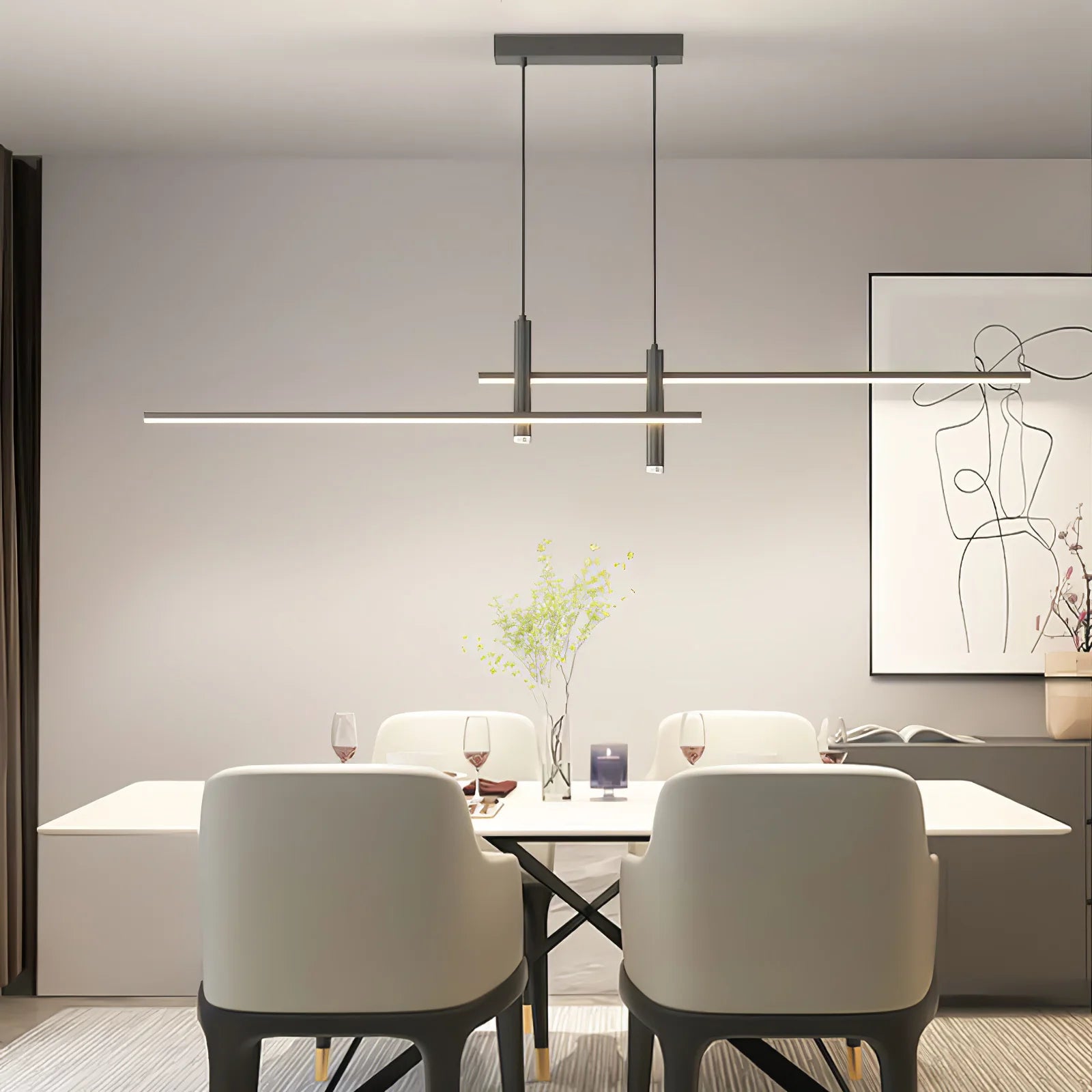 Moderna Lampada a Sospensione Orizzontale in Silicone