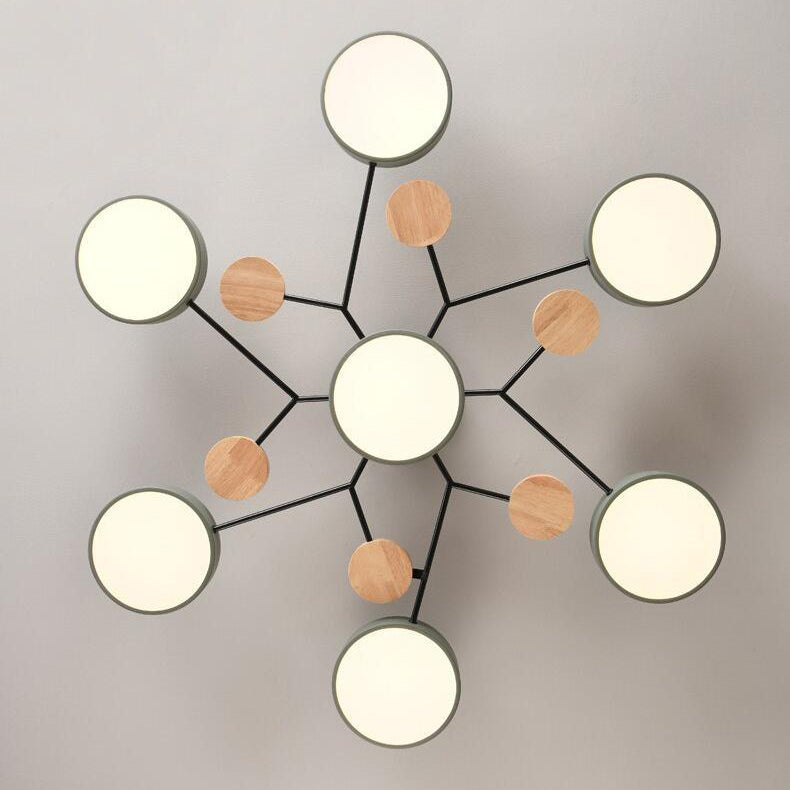 Lampada da soffitto LED semi-incassata con design a ramo di molecola rotonda scandinavo contemporaneo per il soggiorno