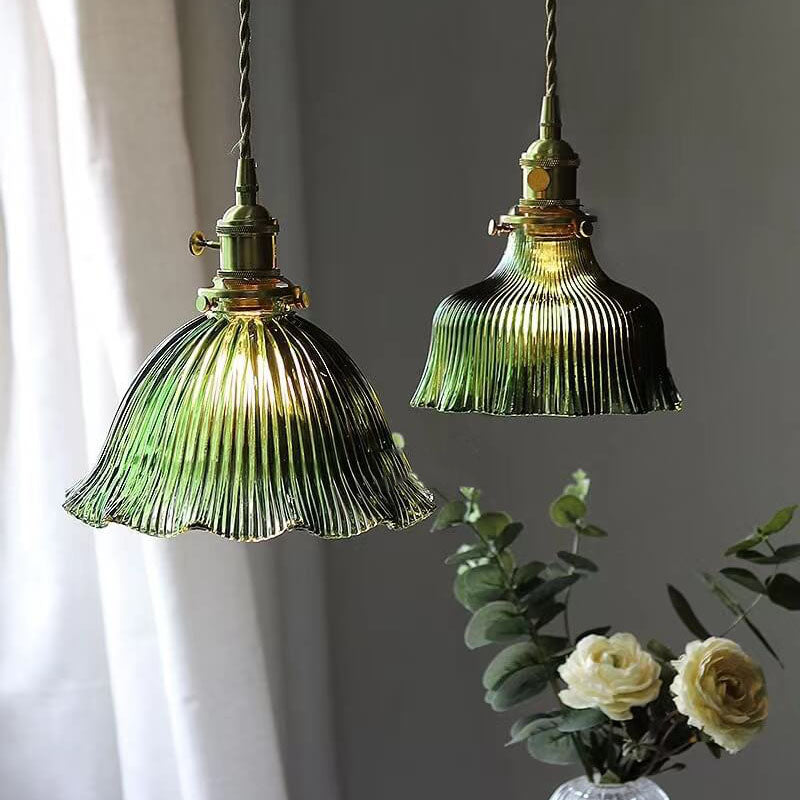 Lampada a Sospensione 1 Luce in Rame Noce Vetro Minimalista Moderna Nordica