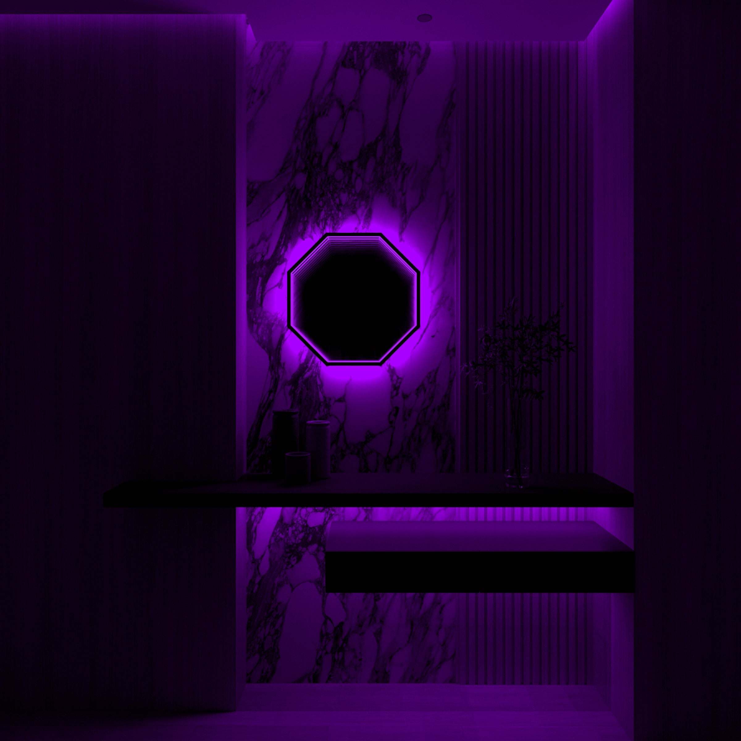 Specchio Luminoso Ottagonale 3D