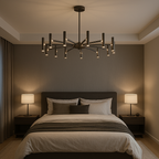12 Coppe Lampadario Contemporaneo Ø100cm Nero Ferro Battuto Camera da Letto Soggiorno Moderna Lampada da Soffitto Design Illuminazione | Sansoti