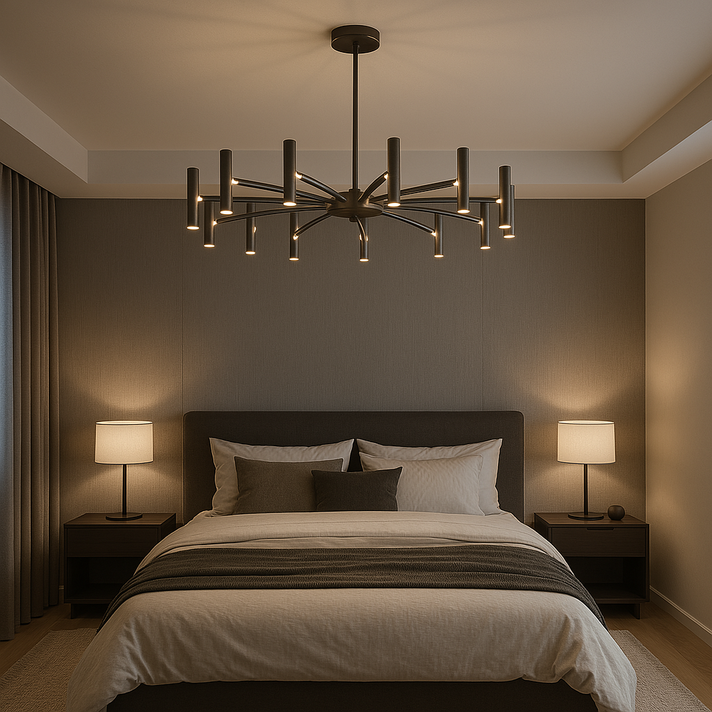 12 Coppe Lampadario Contemporaneo Ø100cm Nero Ferro Battuto Camera da Letto Soggiorno Moderna Lampada da Soffitto Design Illuminazione | Sansoti