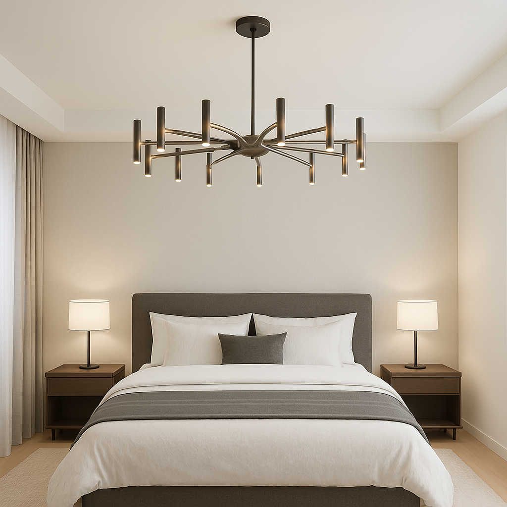 12 Coppe Lampadario Contemporaneo Ø100cm Nero Ferro Battuto Camera da Letto Soggiorno Moderna Lampada da Soffitto Design Illuminazione | Sansoti