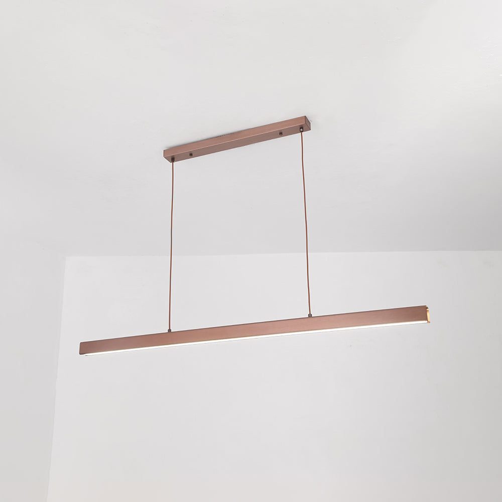 Lampada a sospensione LED in metallo lineare moderno Thala Nera/Marrone