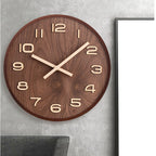 Orologio da Parete in Legno di Noce Minimalista Silenzioso Moderno
