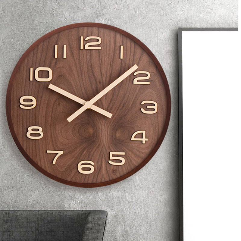 Orologio da Parete in Legno di Noce Minimalista Silenzioso Moderno