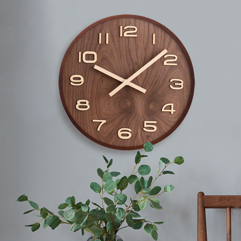 Orologio da Parete in Legno di Noce Minimalista Silenzioso Moderno
