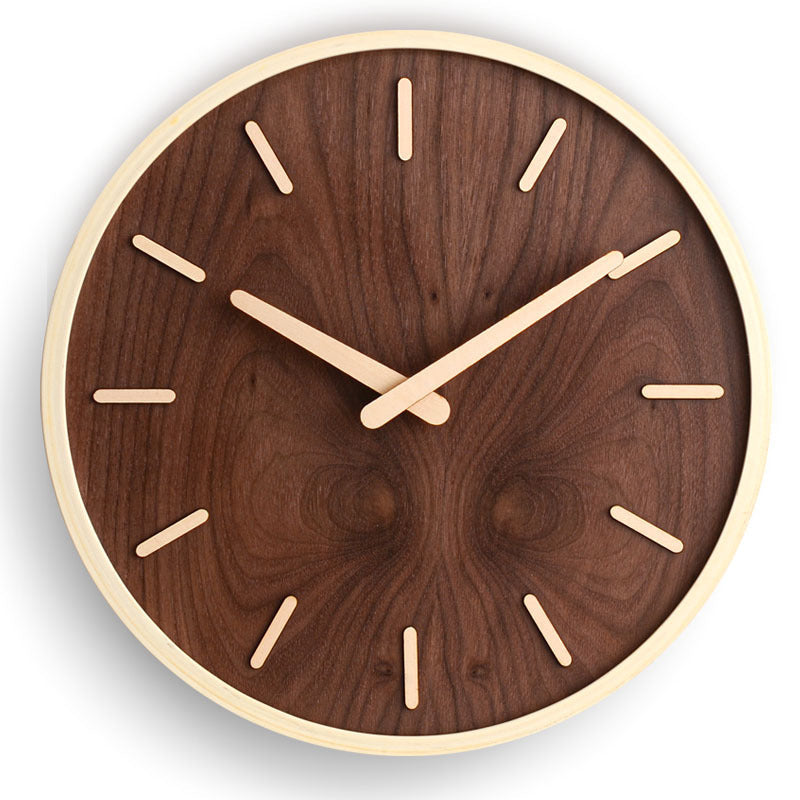 Orologio da Parete in Legno di Noce Minimalista Silenzioso Moderno