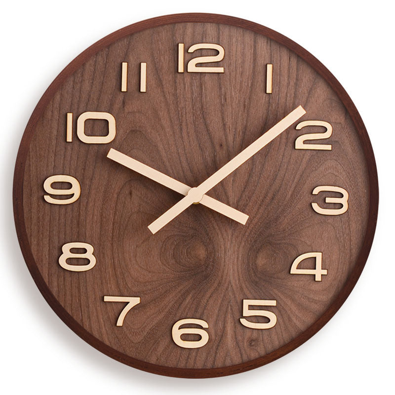 Orologio da Parete in Legno di Noce Minimalista Silenzioso Moderno