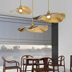 Lampada a Sospensione Moderna in Bronzo Dorato Colore Foglia di Loto 1 Luce