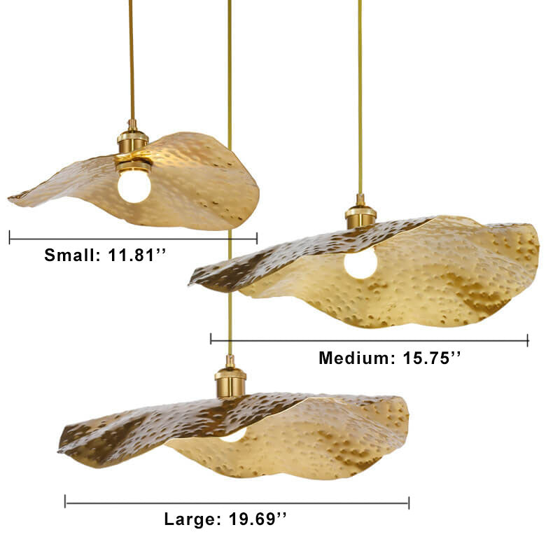 Lampada a Sospensione Moderna in Bronzo Dorato Colore Foglia di Loto 1 Luce