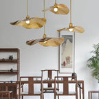 Lampada a Sospensione Moderna in Bronzo Dorato Colore Foglia di Loto 1 Luce